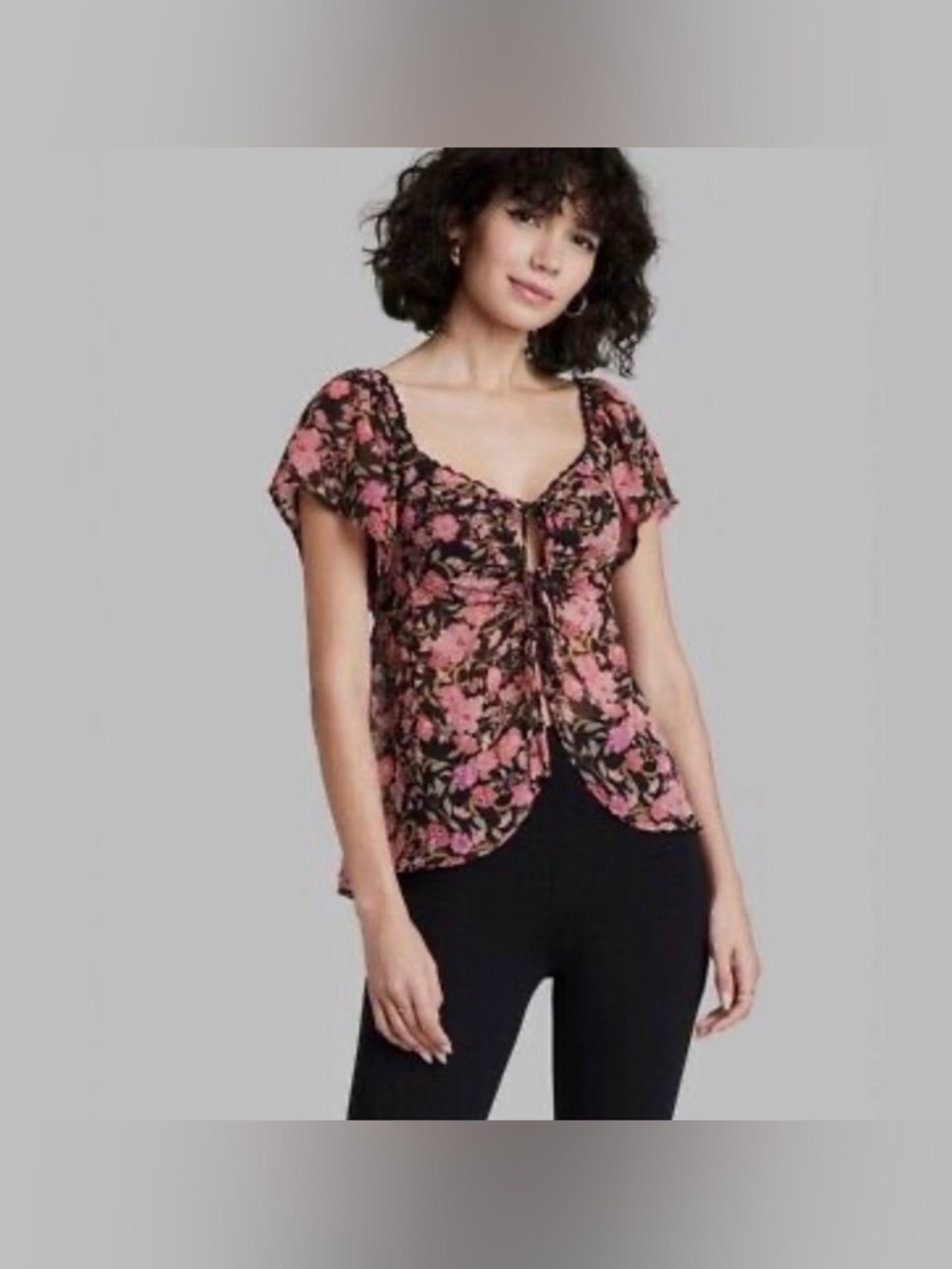 Wild Fable Flutter Short Sleeve Fly Away Top Size L